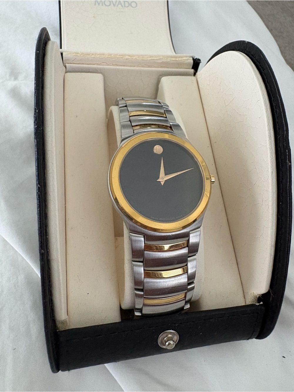 Like new Movado Two-Tone Black Dial Stainless Steel Men’s Watch